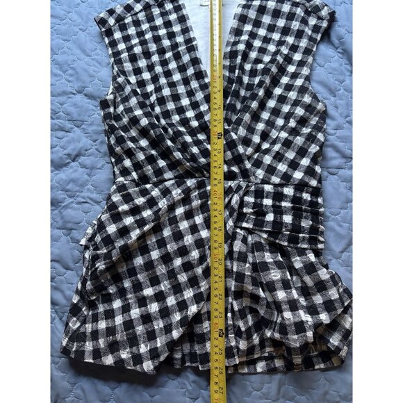 Anthropologie Deletta Delphine Checkered Plaid Smocked Sleeveless Top Size Med - Picture 4 of 9
